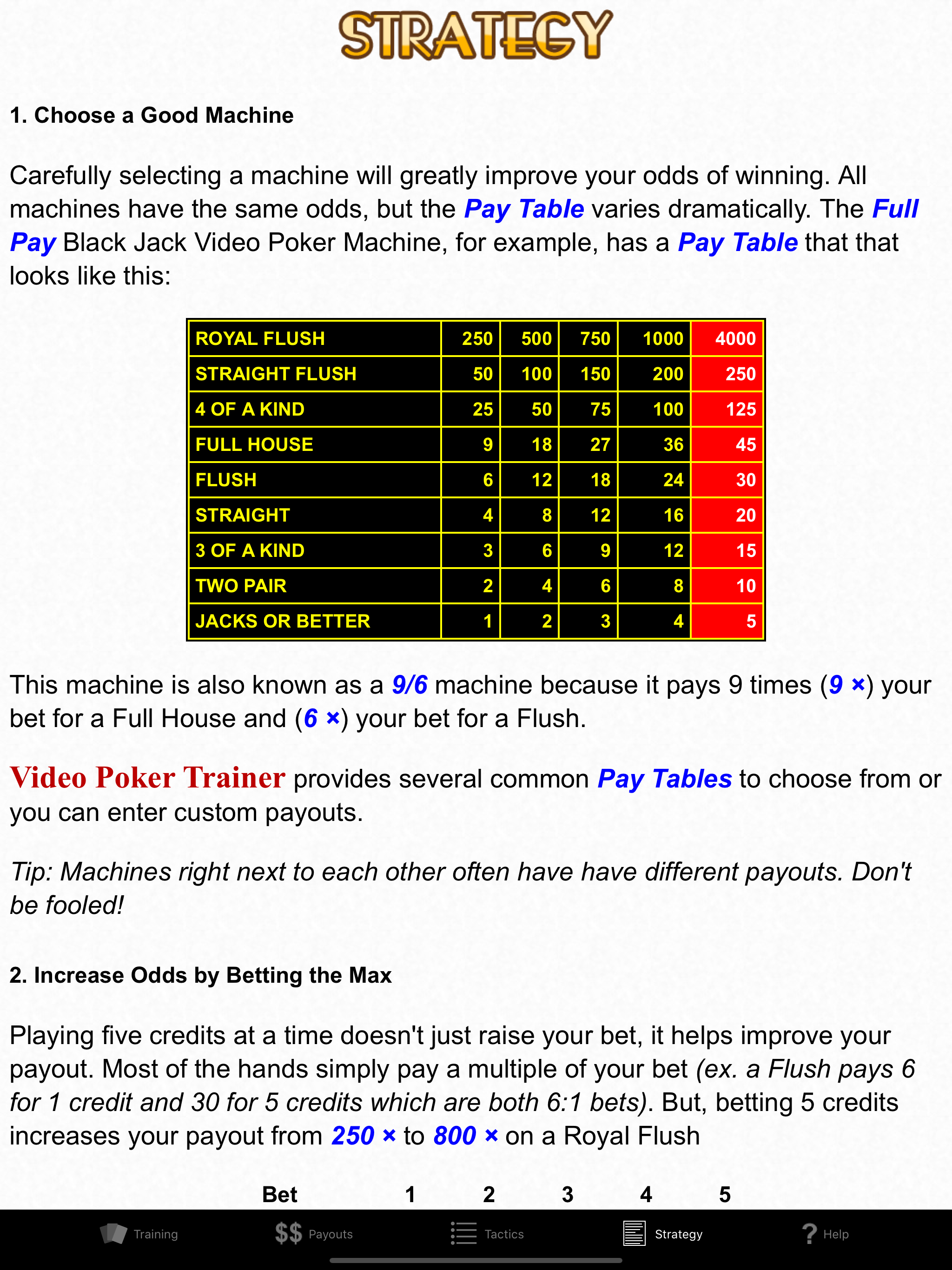 Video Poker Trainer