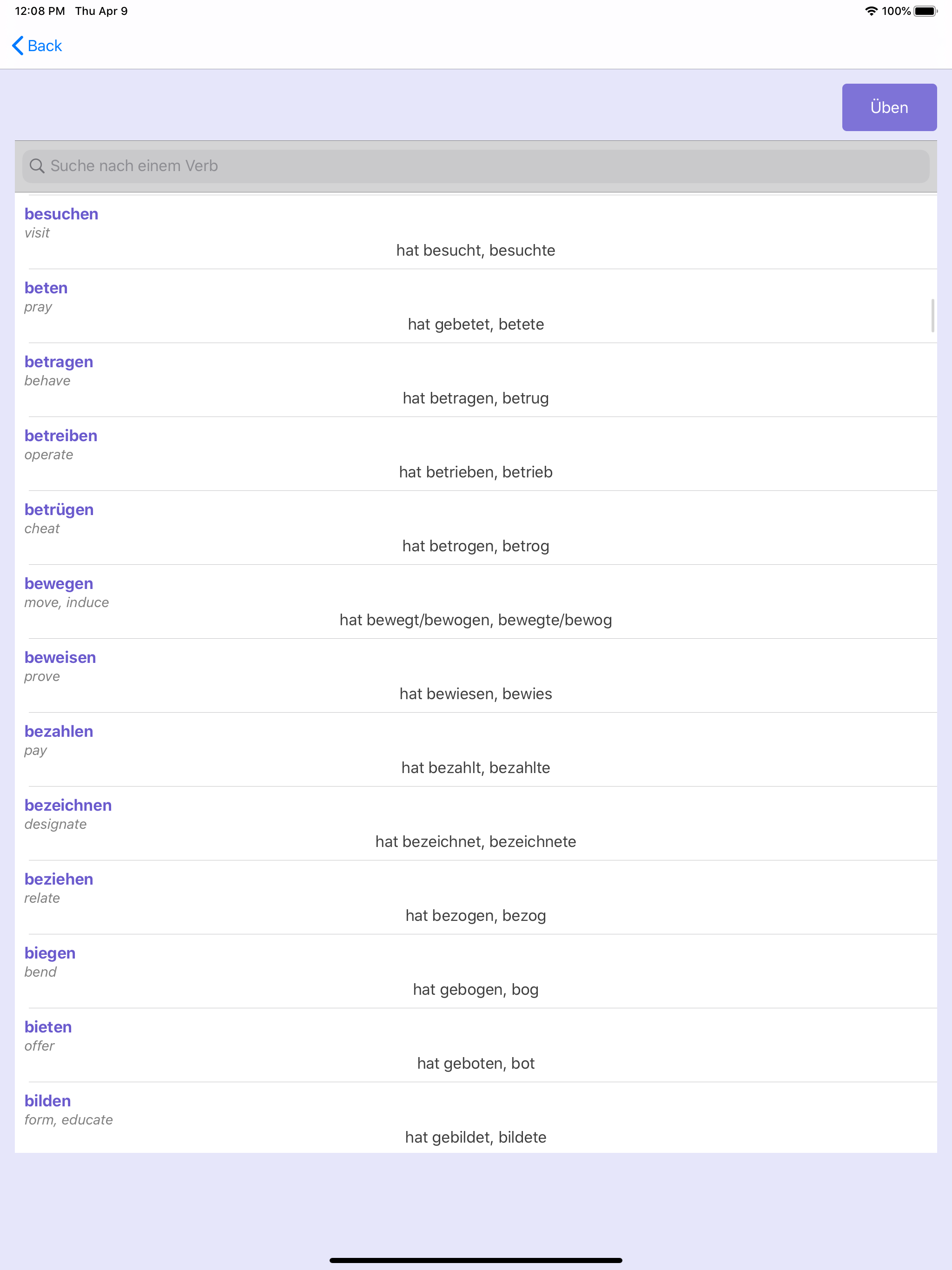 German Verbs Past Prepositions screenshot 7