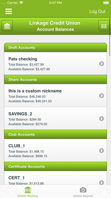 Linkage Credit Union Screenshot