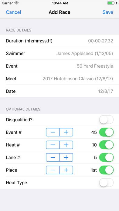 RaceKeeper Swim Screenshot