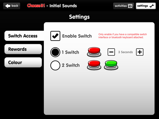 ChooseIt! Literacy iPad screenshot