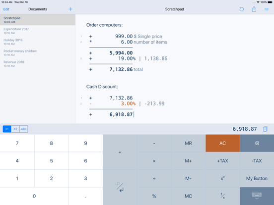 Screenshot #1 for CalcTape Paper Tape Calculator