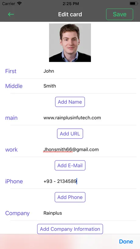 Digital Business Card Reader