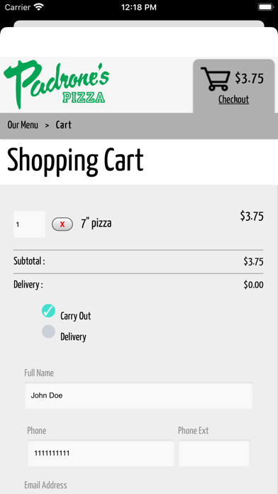 Padrone's Pizza iPhone screenshot 3 - Food & Drink app