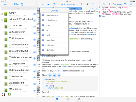Screenshot #4 pour pythoni3.3$-run code, outline