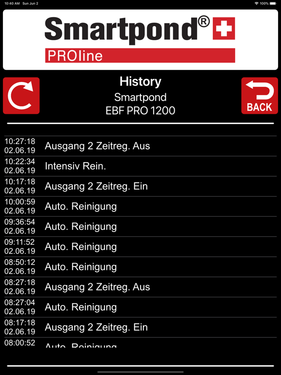 Smartpond PROline iPad screenshot
