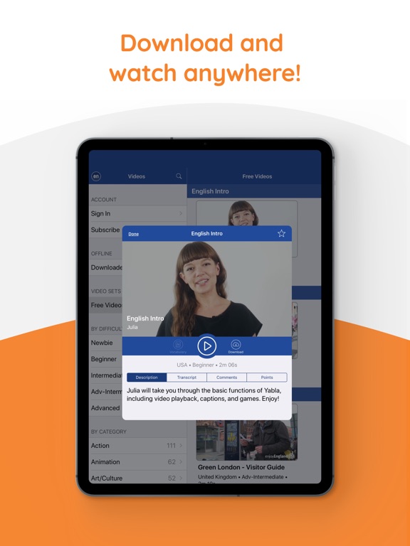 Yabla English iPad screenshot 4 - Education app