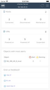 vSphere Mobile Client screenshot