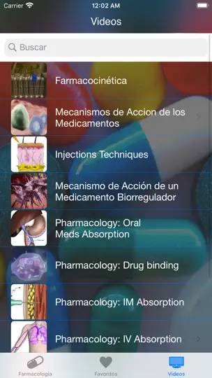 Captura de pantalla de Farmacología Clínica en iPhone 5