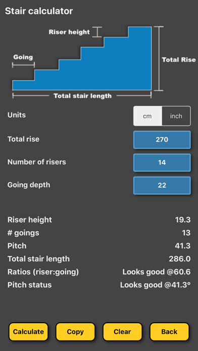 Stair / staircase calculator Screenshot