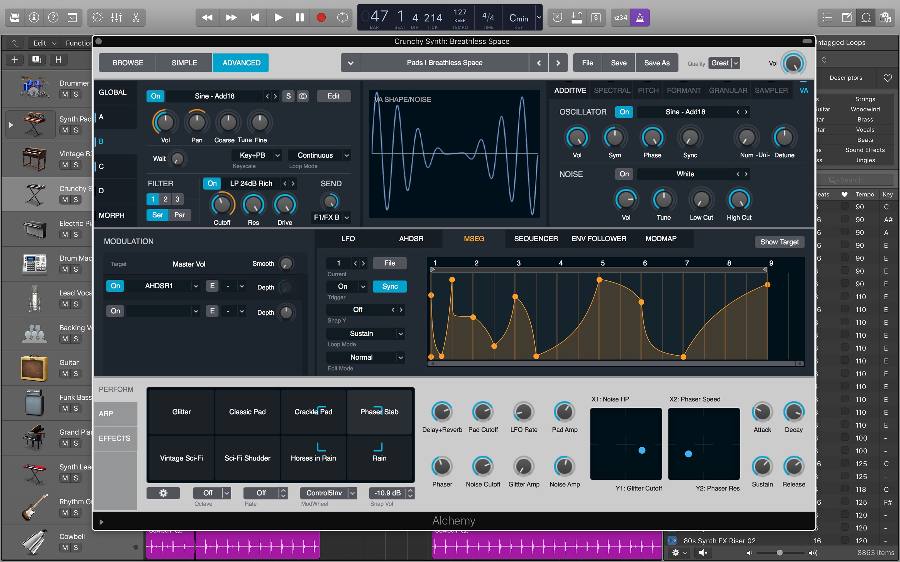 Screenshot do app Logic Pro X