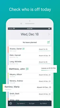 actiPLANS: absence notes screenshot 1