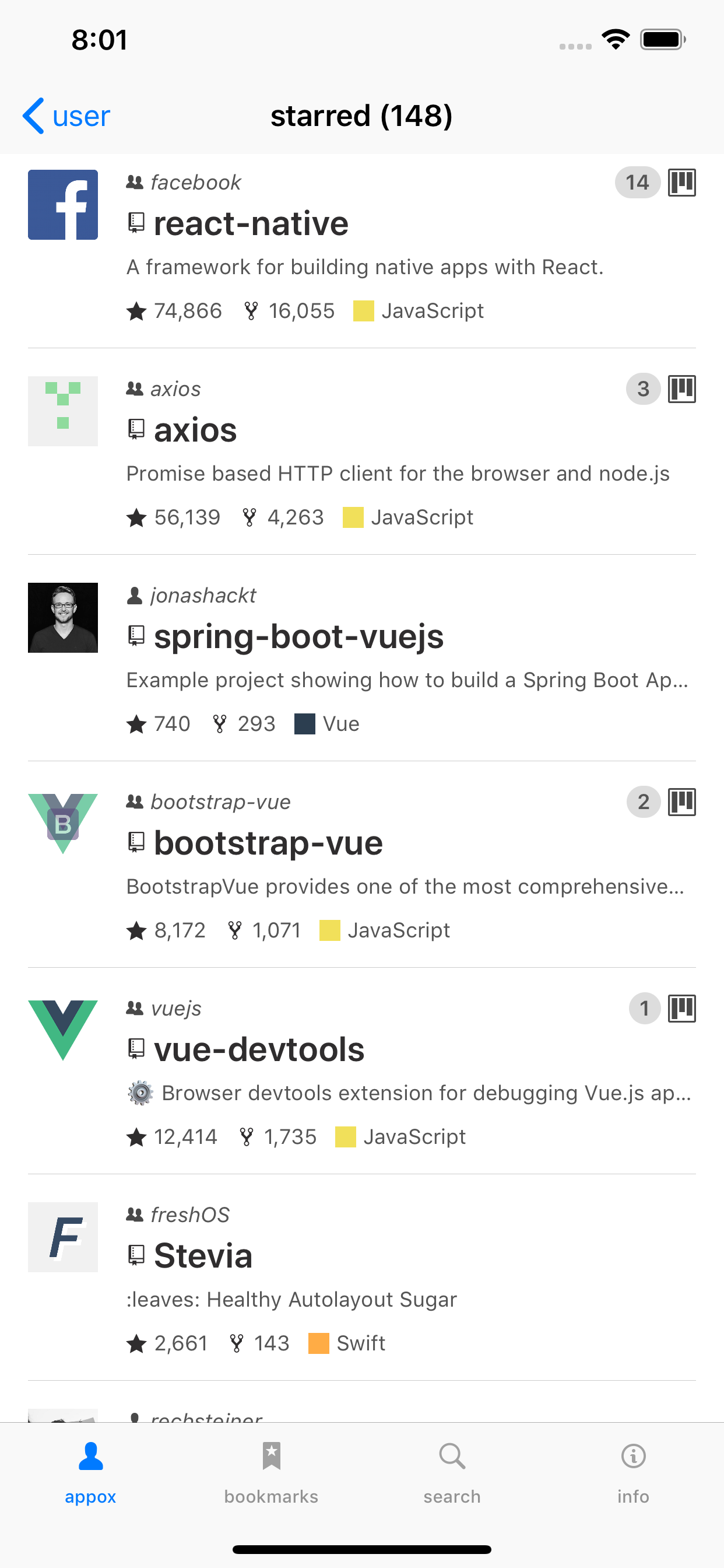 Project Viewer for GitHub