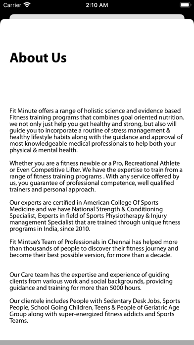 Fit Minute Screenshot
