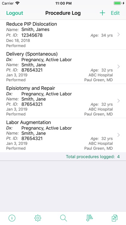 Procedure Log