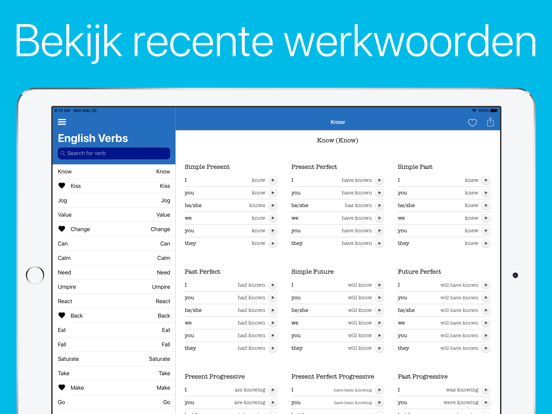 Engelse Werkwoorden Pro iPad app afbeelding 6