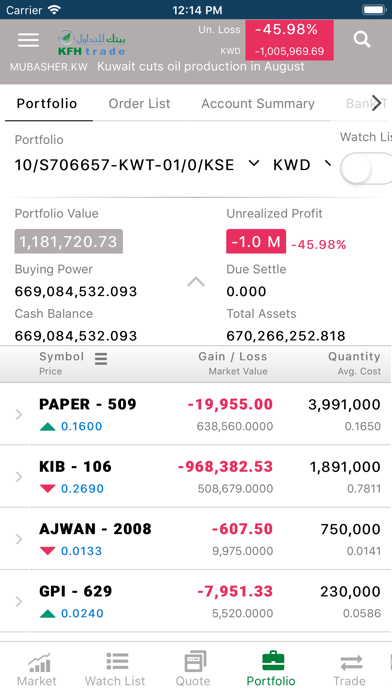 KFH trade Screenshot