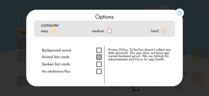 TicTacZoo tic tac toe game