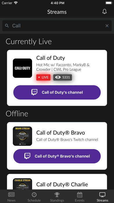 CWL iPhone screenshot 7 - Sports app