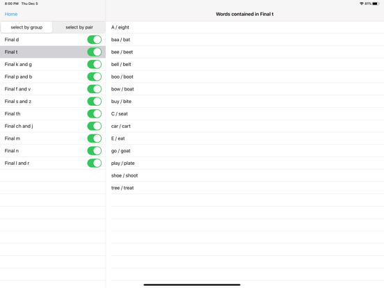 Minimal Pairs/Final Consonants iPad screenshot 10 - Education app