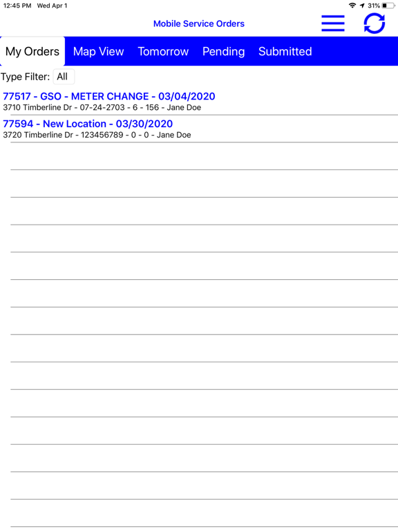 Utility Mobile Service Orders iPad screenshot 1 - Utilities app
