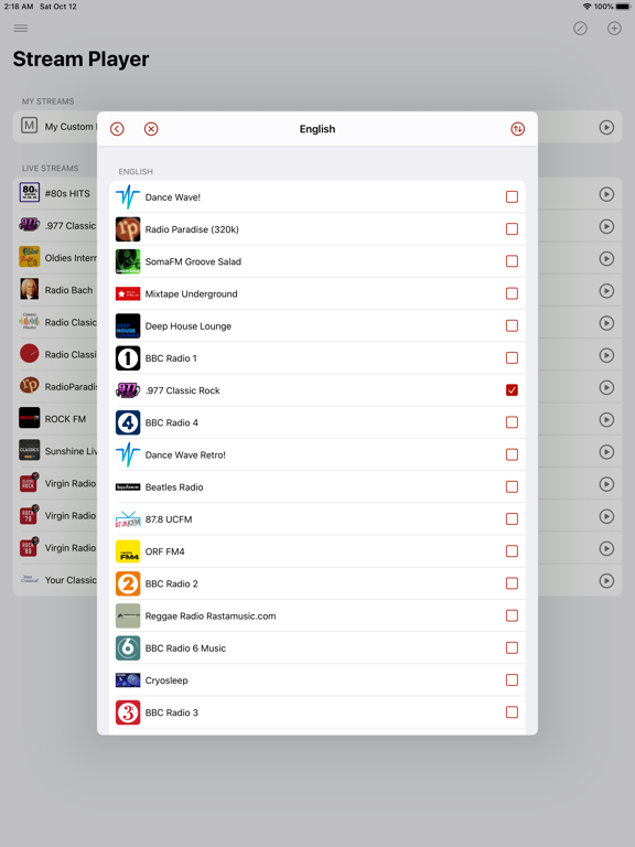 Audio Stream Player iPad screenshot 5 - Music app