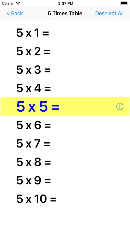 Multiplication Times Tables I