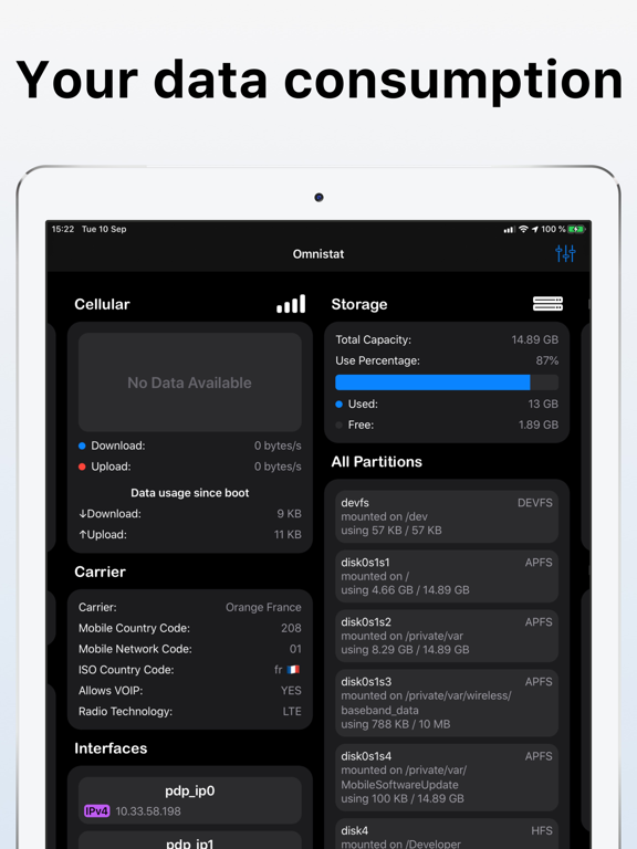 Omnistat 2 iPad screenshot 3 - Utilities app