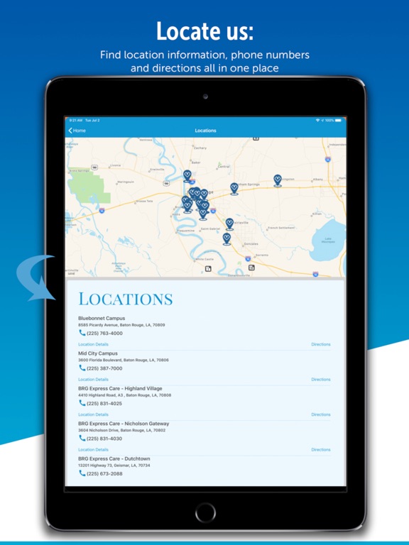 Baton Rouge General Mobile iPad screenshot 2 - Medical app