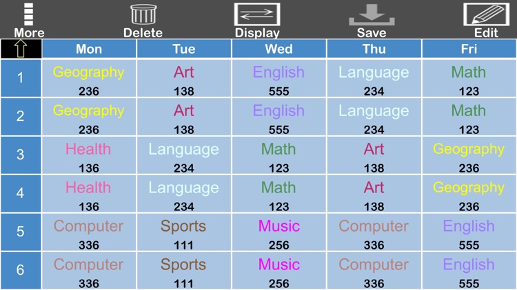TC Curriculum Table