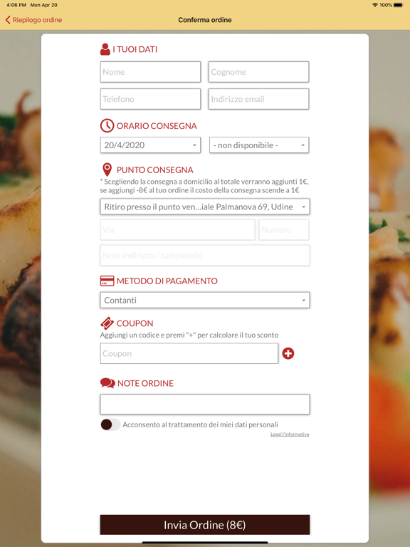Mondo Pizza Restaurant iPad screenshot