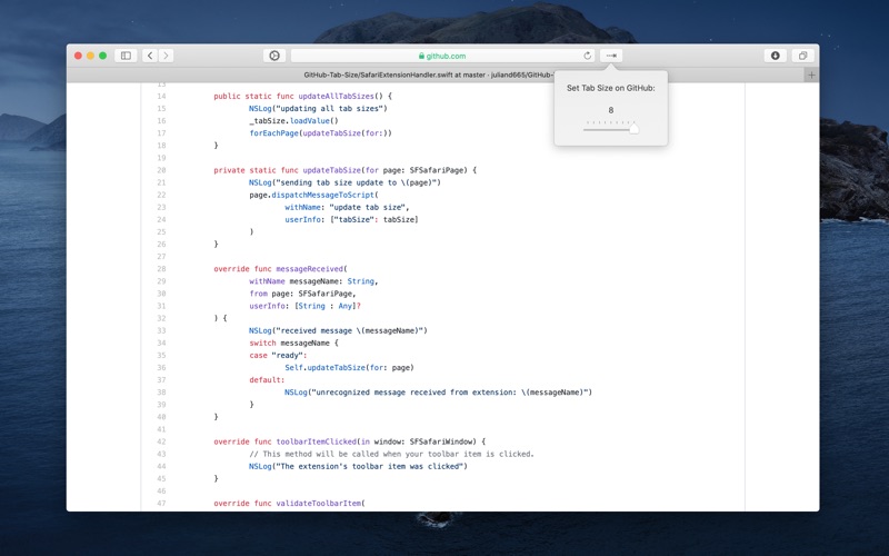 Screenshot #1 pour GitHub Tab Size