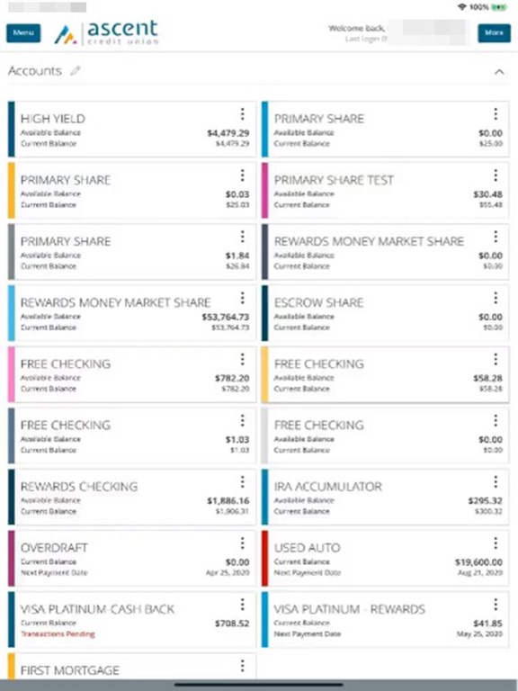 Ascent Credit Union iPad screenshot 1 - Finance app