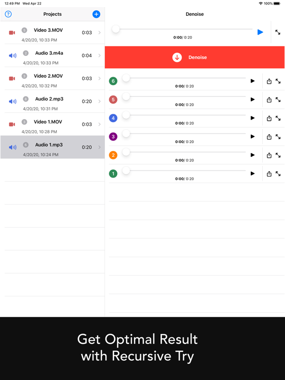 Denoise Audio - Remove Noise iPad screenshot 4 - Photo & Video app