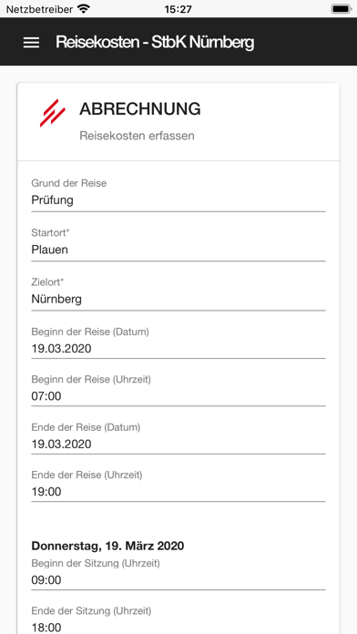 Reisekosten - StbK Nürnberg Screenshot