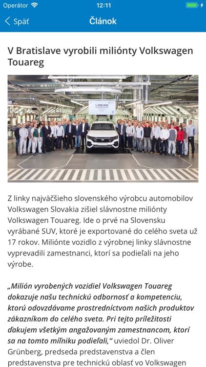 VW SK, zamestnanecká aplikácia