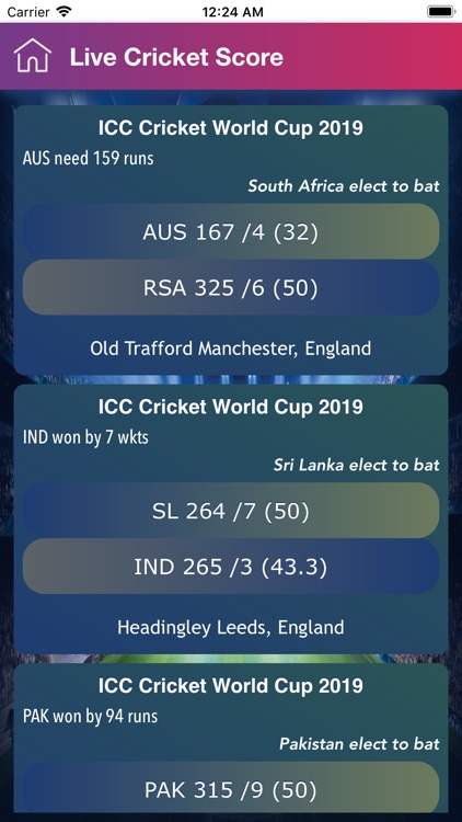 Live Cricket Match Score info