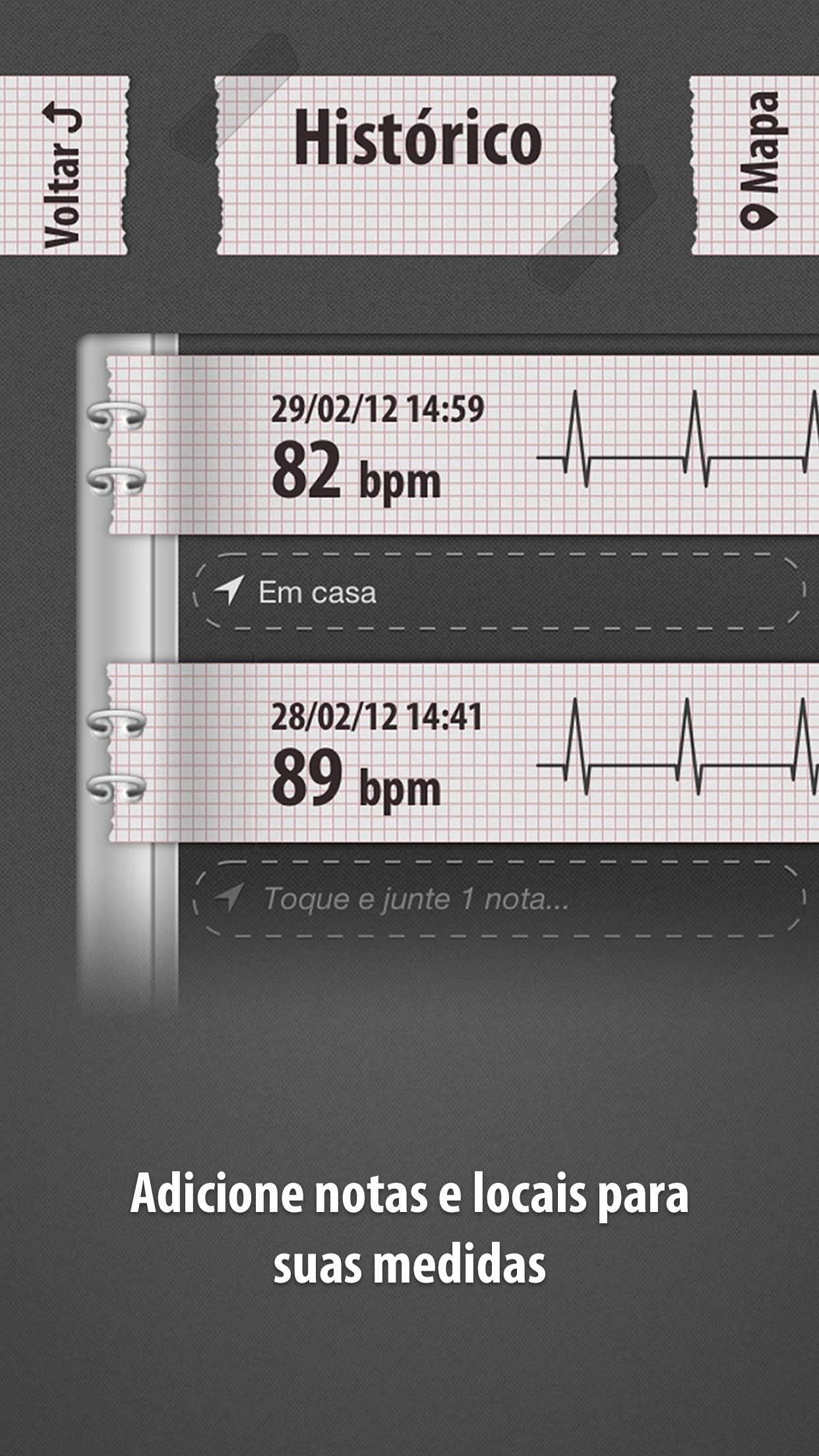 Screenshot do app Cardiógrafo Clássico