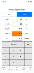 CreatinineClearanceCalculator screenshot #1 for iPhone