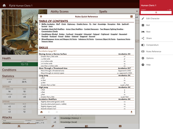 Fight Club PFRPG/3.5 Edition iPad screenshot 9 - Utilities app
