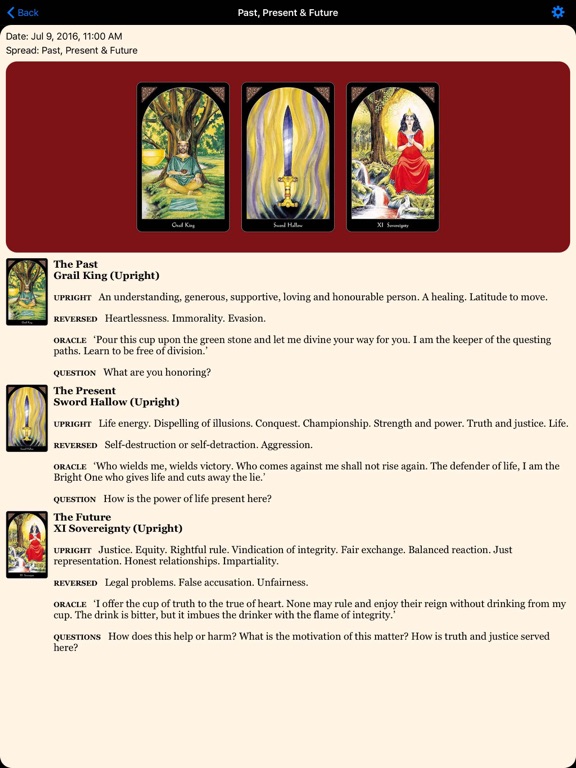Arthurian Tarot iPad screenshot 4 - Entertainment app