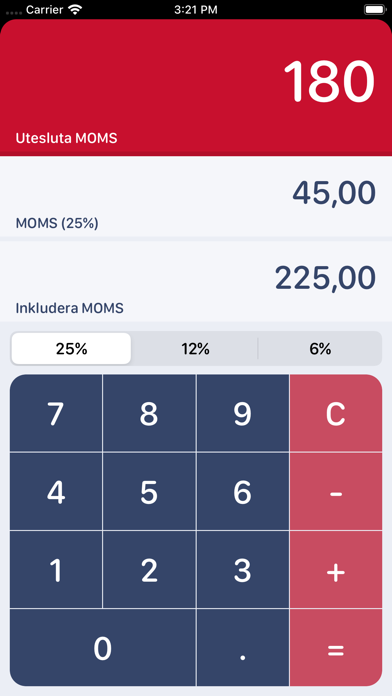 Swedish MOMS Calculator Screenshot