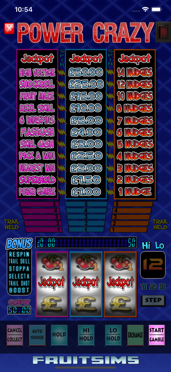 Power Crazy Fruit Machine Game