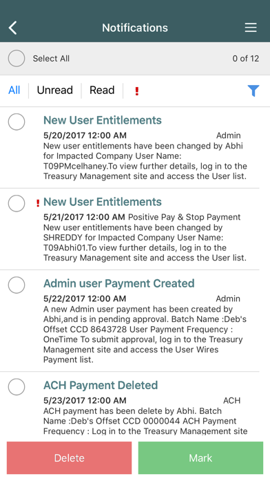 Gulfside Bank Treasury Mgmt Screenshot