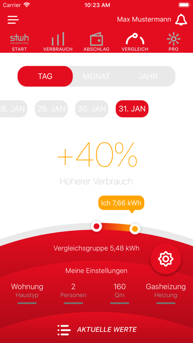 Stadtwerke Energiecheck Screenshot
