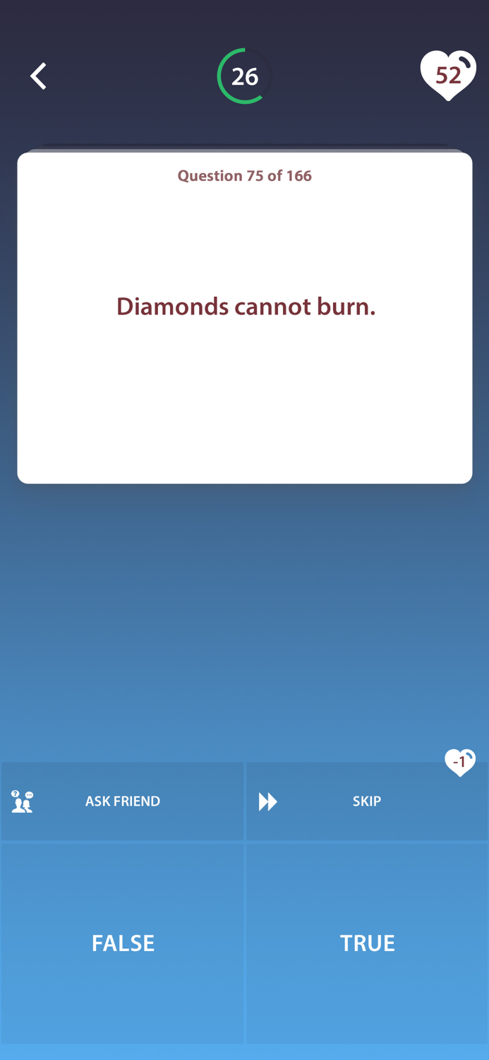 True or FalseTrivia Questions