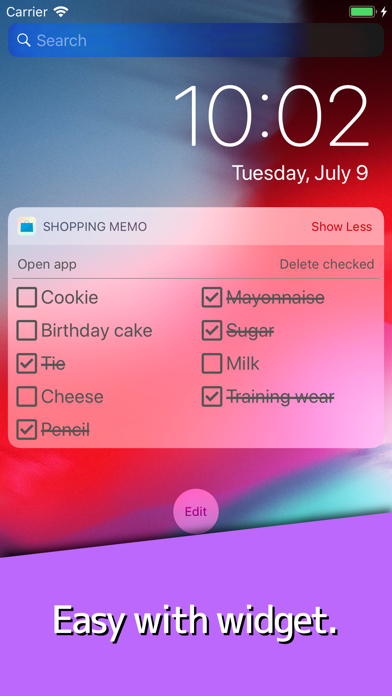 Simple Shopping Memo widget screenshot 2