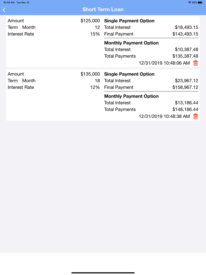 Short Term Loan Calc