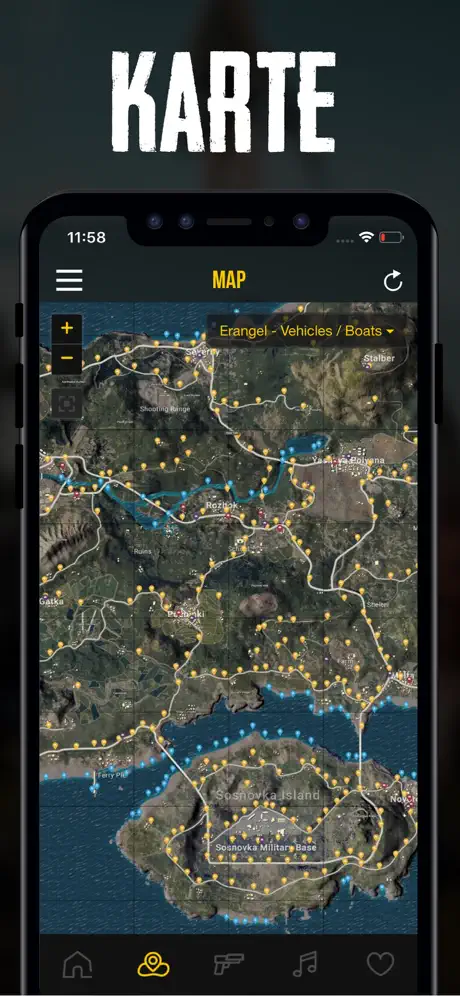 Karte und Statistiken für PUBG