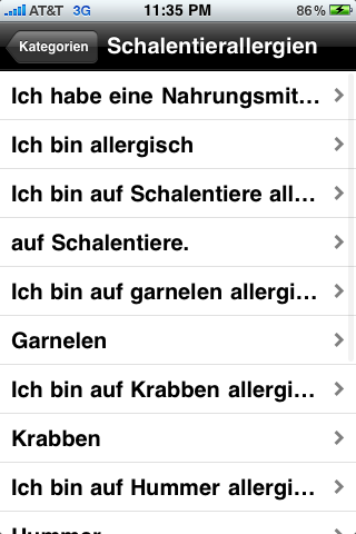 Food Allergies - German screenshot 2
